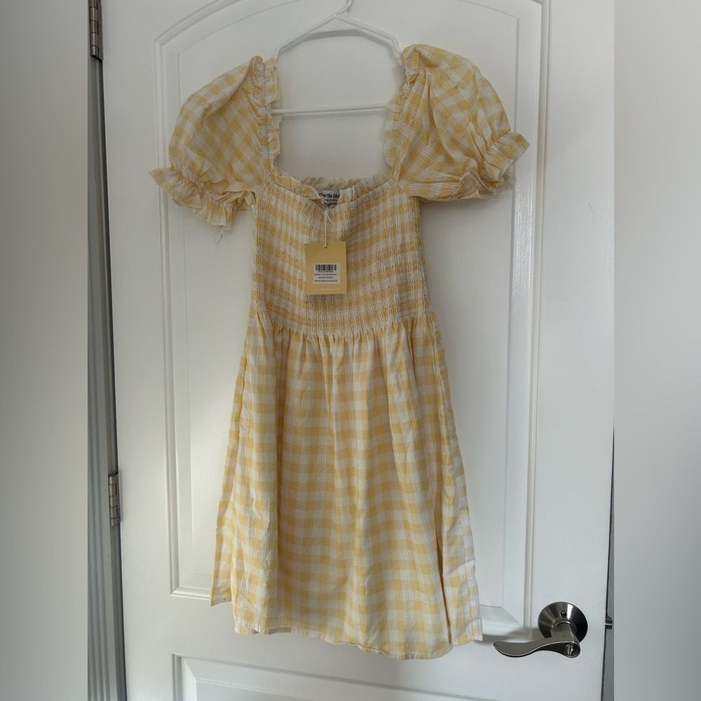 CHARLIE HOLIDAY Sienna yellow gingham mini dress size 8 NWT cottage core chic - Picture 6 of 14